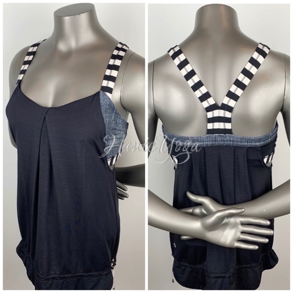 lululemon athletica Tops - Lululemon | Apex Stripe Black Dune Rest Less Tank